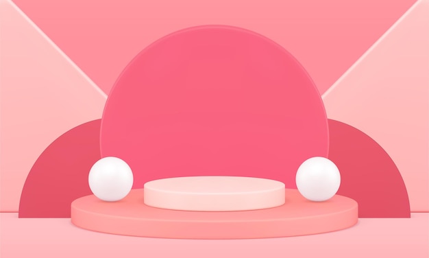 핑크 파스텔 실린더 연단 받침대 제품 쇼케이스 프레젠테이션 3d 디자인 현실적인 벡터