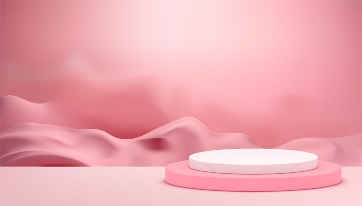 Vector pink pastel podium with sand dune desert smoke wall background for beauty promo realistic vector illustration neutral elegant feminine cylinder pedestal savannah display for cosmetic presentation
