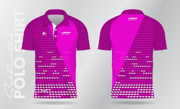 Vettore modello e sfondo rosa per il design del modello di maglia sportiva di polo di sublimazione