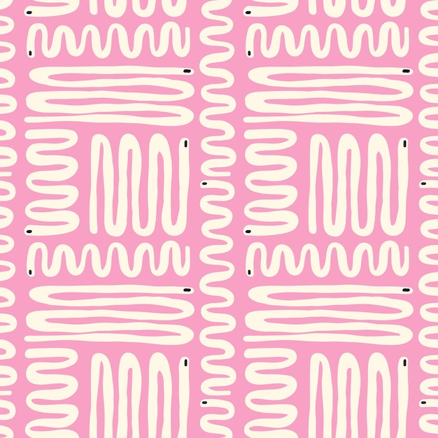 Pink pattern with snakes Halloween pattern with magical snakes