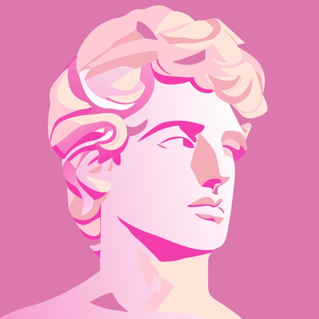 Testa di perla rosa testa uomo europeo con illustrazione vettoriale corpo magro piatto