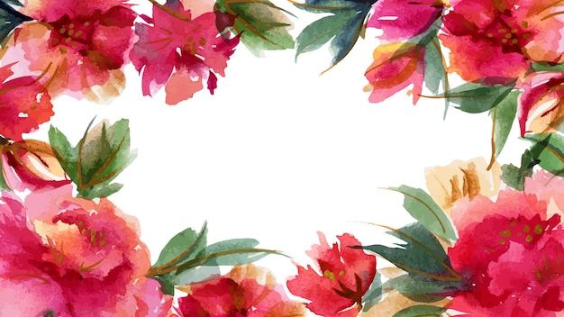 Vector pink peony botanical watercolor background