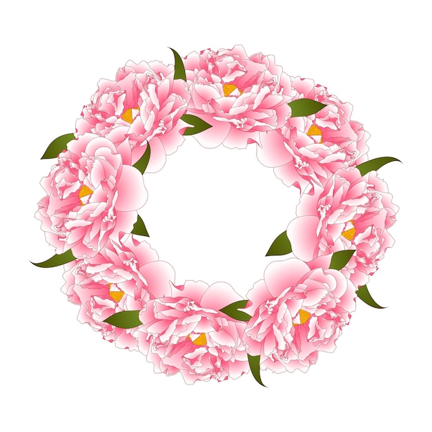 Pink peony flower wreath