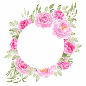 Cornici di fiori di peonia rosa cerchio per invito a nozze
