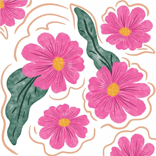 Petalo rosa fiore doodle disegno vettoriale