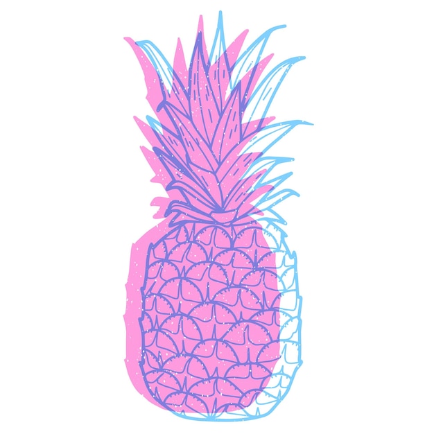 Pink pineapple riso print effect