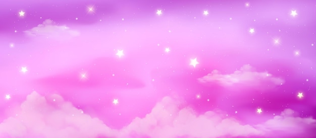 Pink pink sky with clouds and stars magik cute girly background sweet sugar backdrop wallpaper