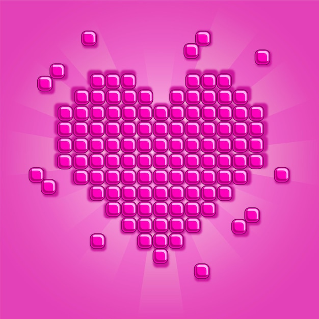 pink pixel heart with rays