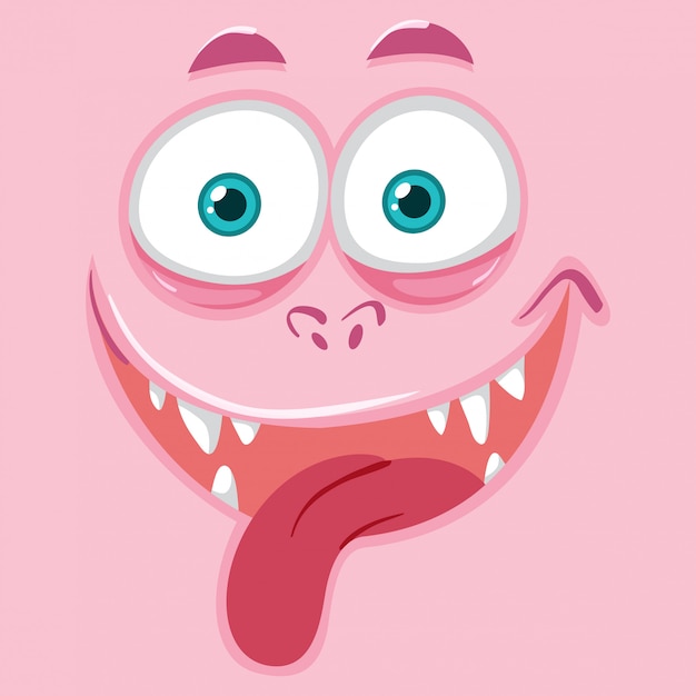 Vector pink playful monster face