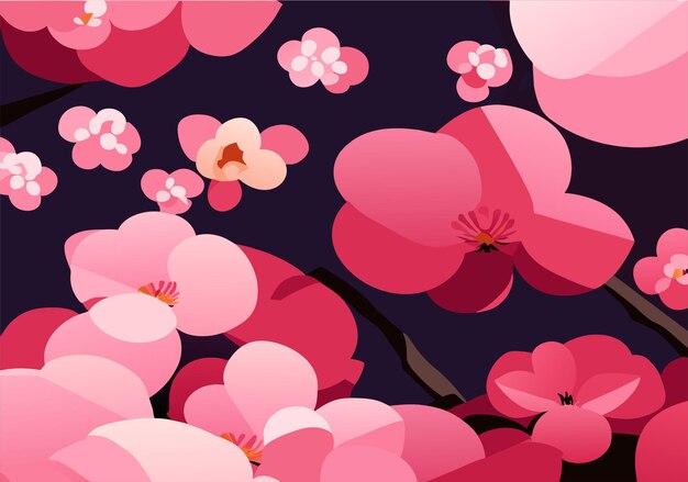 Vector pink plum peach blossom cherry blossom