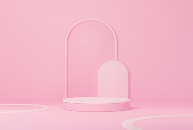 Pink podium with arch background product display