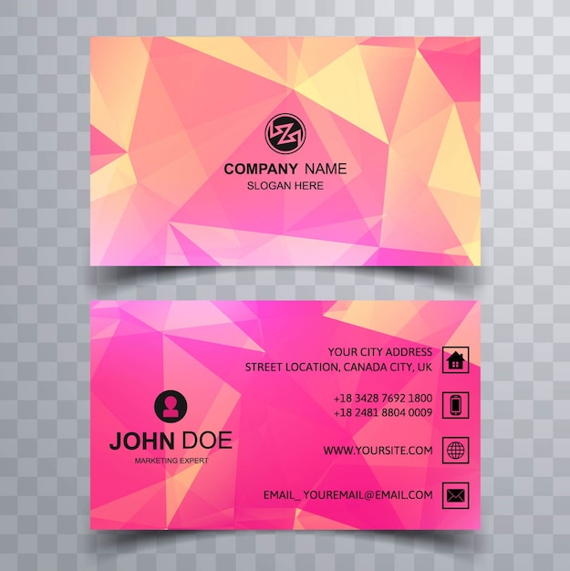 Pink polygonal business card template