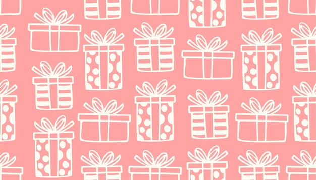 Pink present seamless vector pattern