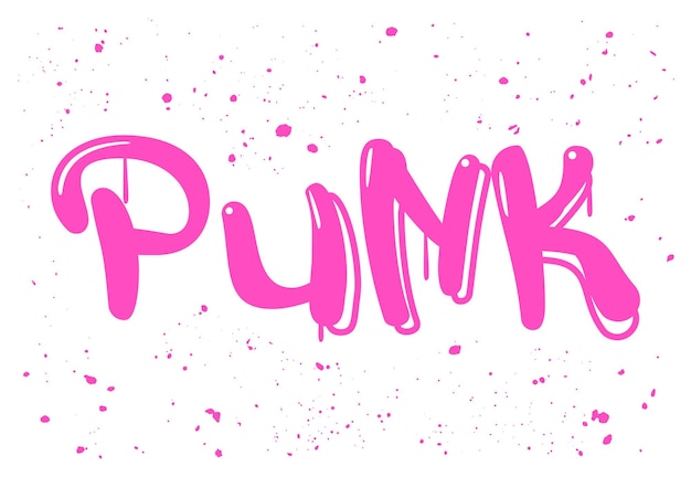 Pink punk word graffiti grunge lettering Ink spray doodle girly barbiecore text