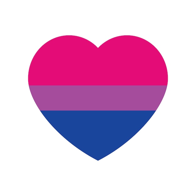 Vector pink purple and blue colored heart icon as the colors of the bisexual flag lgbtqi concept