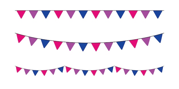 Pink purple and blue colored party bunting as the colors of the bisexual flag LGBTQI concept