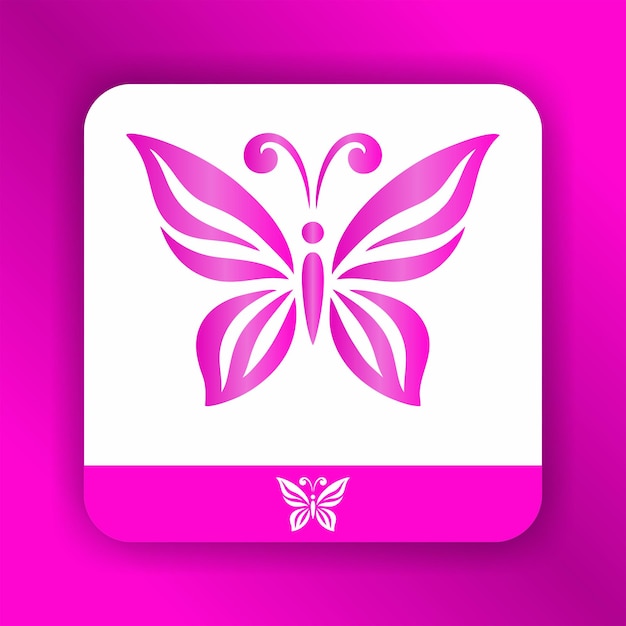 pink and purple butterfly logo on a pink background