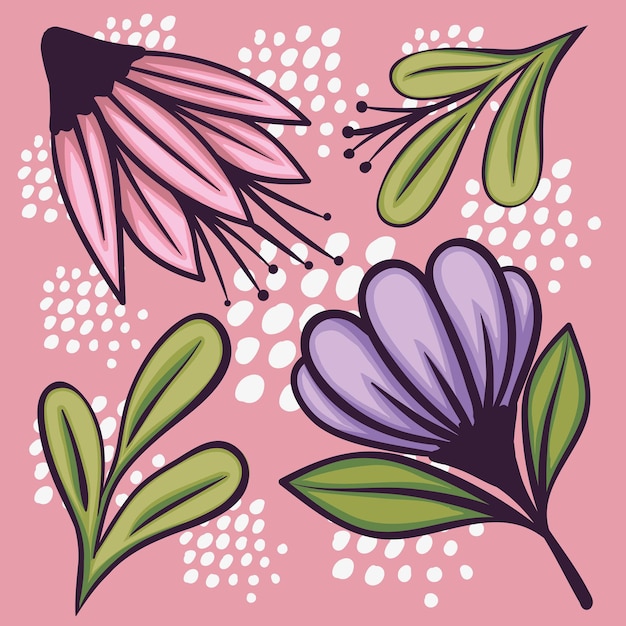 Pink and purple flowers garden pattern