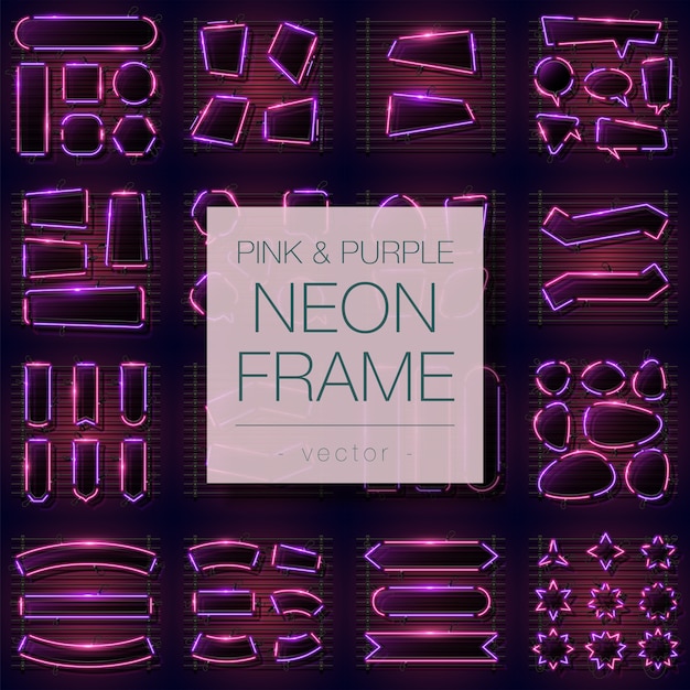 Vector pink and purple frame set