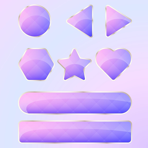 Vector pink and purple game ui buttons