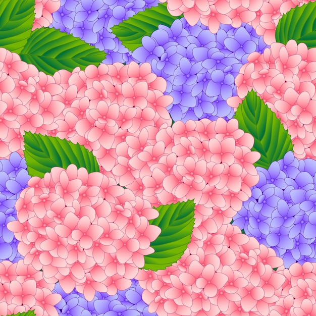 Pink and Purple Hydrangea Flower Seamless Background