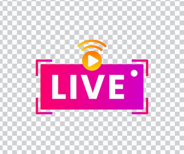 A pink and purple logo with the word live on it