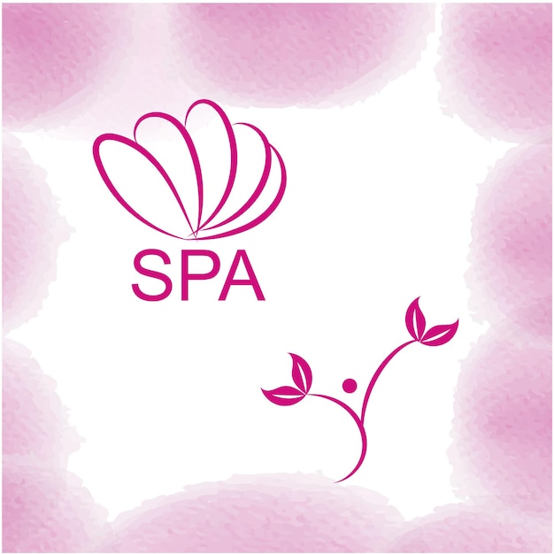 A pink and purple logo with the word spa on it