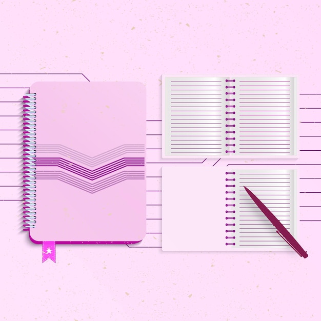 Vettore modelli di mockup per notebook rosa e viola