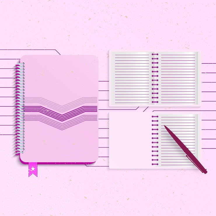 Vector pink and purple notebook mockup templates