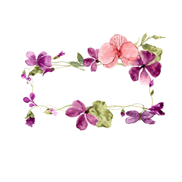 Vettore premium della struttura quadrata dell'acquerello dell'orchidea rosa e viola