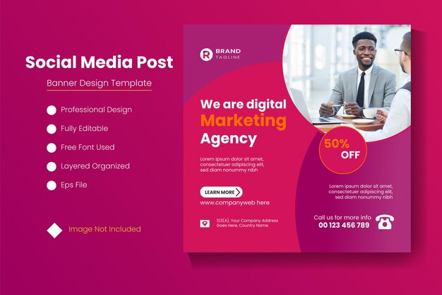 A pink and purple post page that says'social media post '