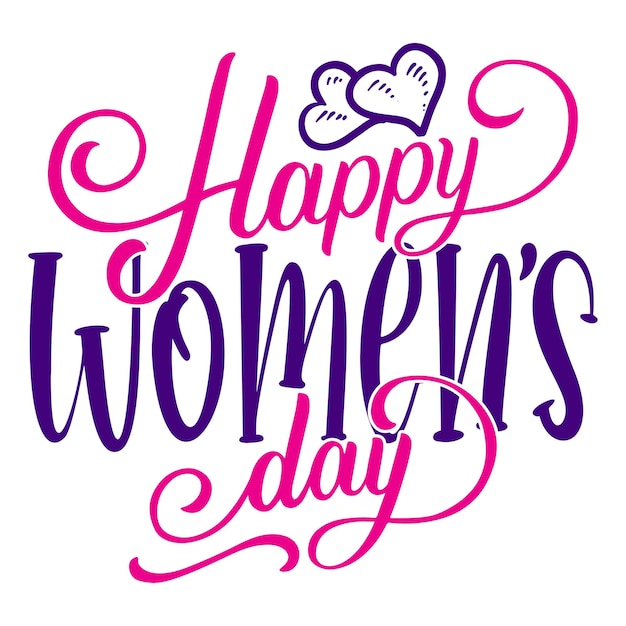 a pink and purple poster with a pink and purple heart and text happy women day
