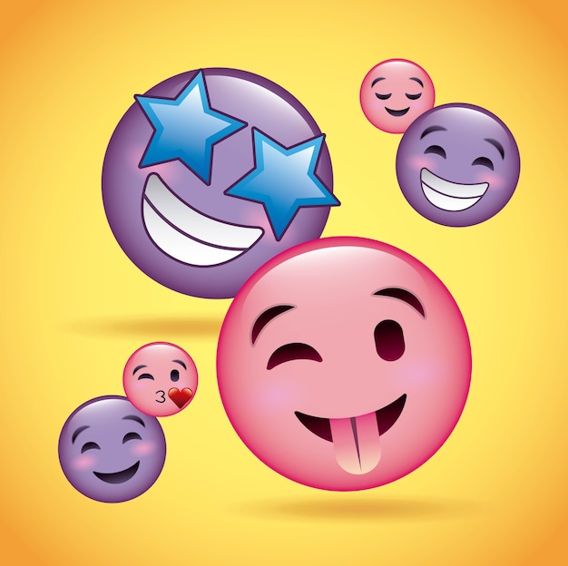 Emoji rosa e viola sorrisi