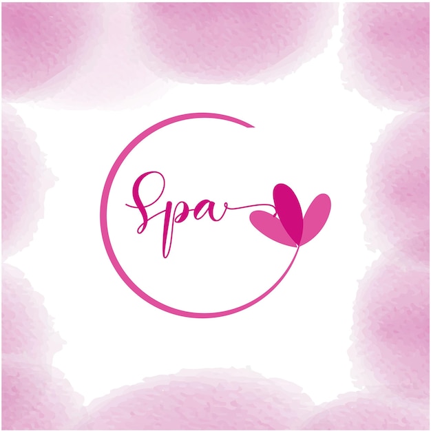 Vector pink and purple spa logo with a pink heart on the bottom.