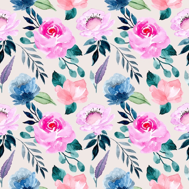 Vector pink purple watercolor floral pattern