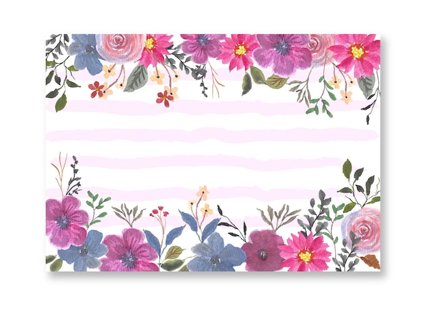 Pink purple watercolor flower border