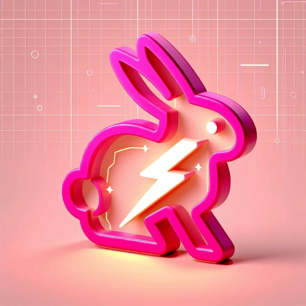 Vector a pink rabbit with a lightning bolt on its face