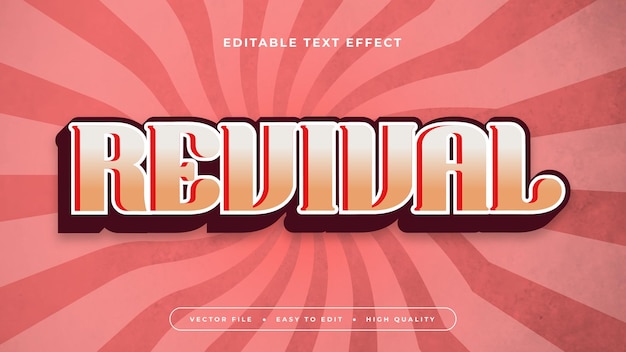 Vector pink red and orange revival 3d editable text effect font style