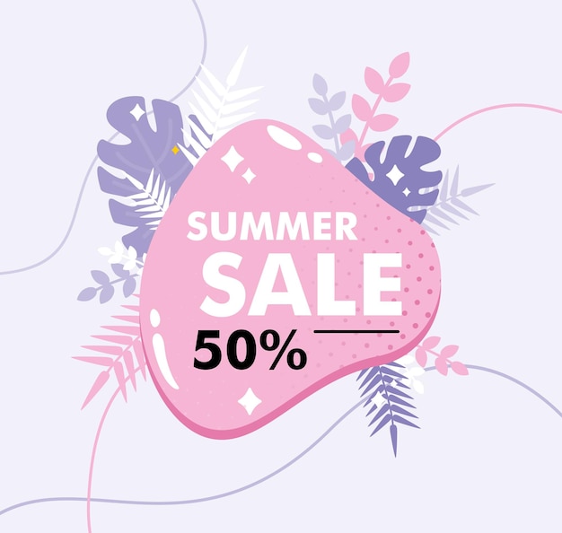 Pink refreshing summer sale template Colorful summer background design banners Website header