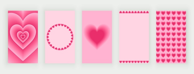 소셜 미디어 이야기에 대한 마음과 핑크 복고풍 사랑 디자인