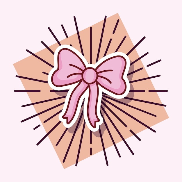 Vector pink ribbon bow decoration cartoon style