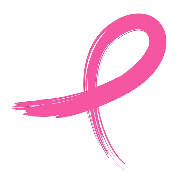 Вектор Розовая лента, осведомленность о раке молочной железы, векторный дизайн в стиле гранж, месяц осведомленности о раке молочной железы