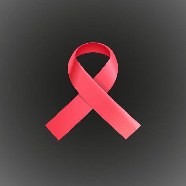 Pink ribbon on dark background Breast cancer awareness