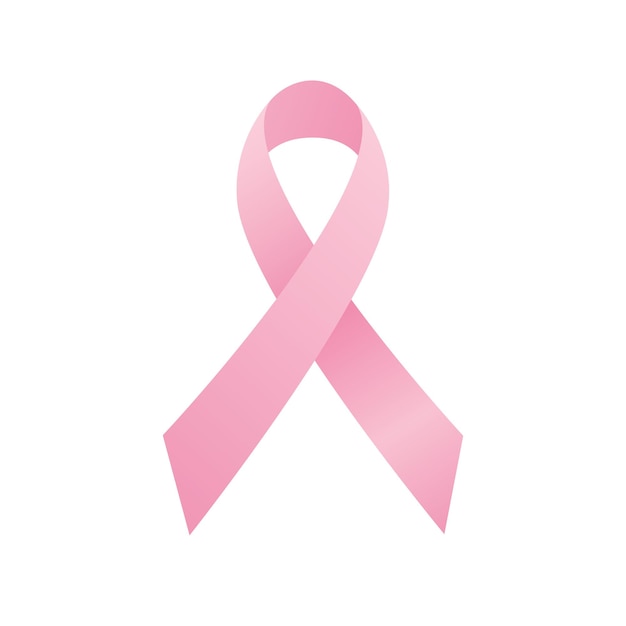 乳がん啓発キャンペーンのための白い背景に分離されたピンクのリボン