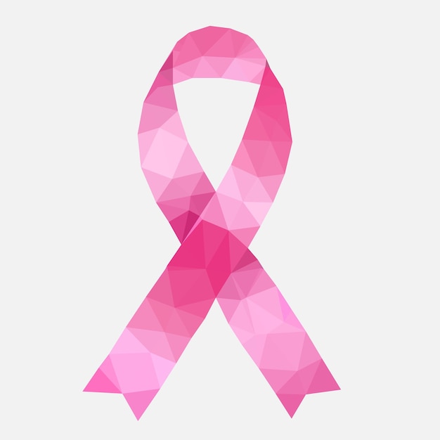 Pink ribbon low polygon style