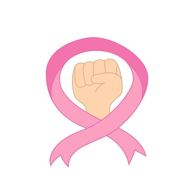 pink ribbon pink october and fighting hand