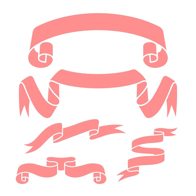 Vector pink ribbon roll blank illustration. easy to change color