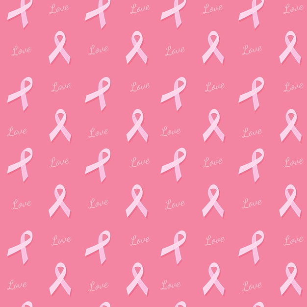 Premium Vector | Pink ribbon seamless pattern background for breast