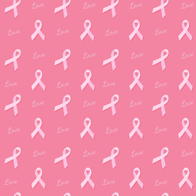 Pink ribbon seamless pattern background for breast cancer awareness campaign month in october