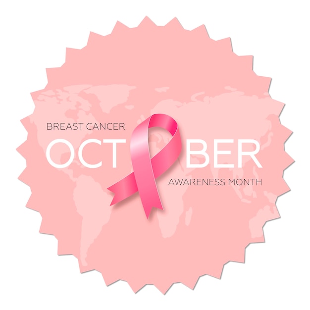 Premium Vector | Pink ribbon sticker for world breast cancer awareness